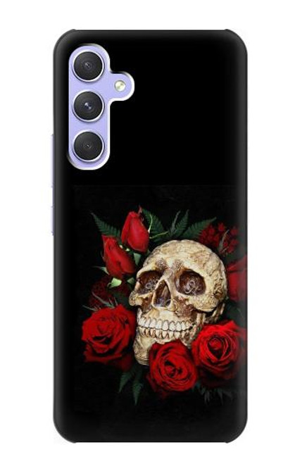 W3753 Dark Gothic Goth Skull Roses Hard Case and Leather Flip Case For Samsung Galaxy A54 5G