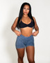 Acid Wash Deep V Back Shorts