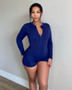 Long sleeve V back Romper