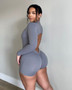 Long sleeve V back Romper