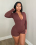 Long sleeve V back Romper