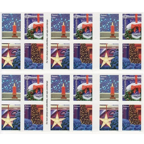 2018 USPS Sparkling Holidays Forever Stamps - Booklet Of 20 Stamps (5 Booklets, 100 Stamps Total), Classic Santa Art By Haddon Sundblom