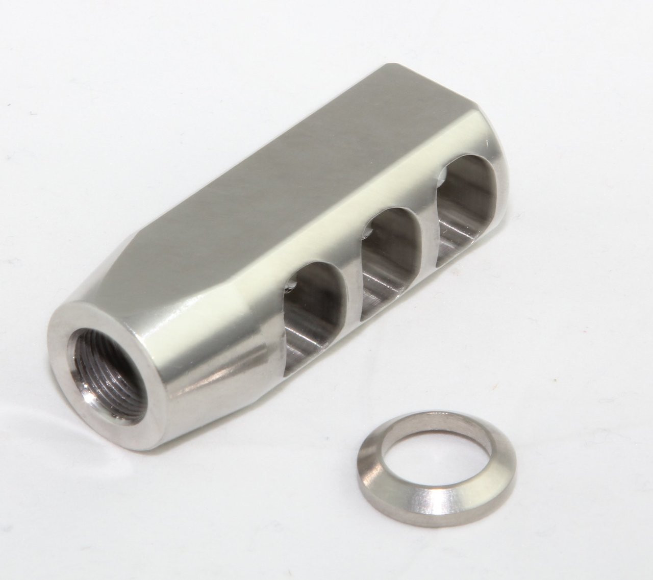 Muzzle Brake Compact STAINLESS STEEL 5/8-24 Pitch W/ free crush washer ...