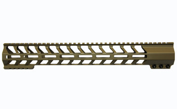 15" Slim M-LOK Handguard Free Float Cerakote FDE -CLAMP ON (MADE IN USA)  AR15 223 5.5