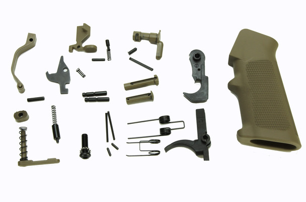 Complete  Lower Parts Kit LPK w/ A2 GRIP Cerakote FDE - AR15 223/5.56 | AR15 LOWER PART KIT, AR15 LPK