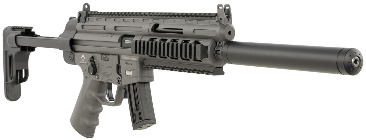 ATI GSG 22 LR, 16.25" Barrel, Coll. Stock, Smoke, 10rd - Thumbnail 2