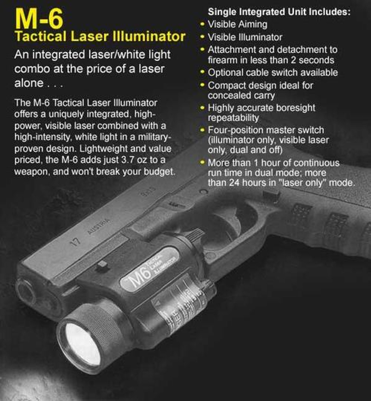 Insight M6 Tac Light Laser Combo Standard Mount, Black - Impact Guns