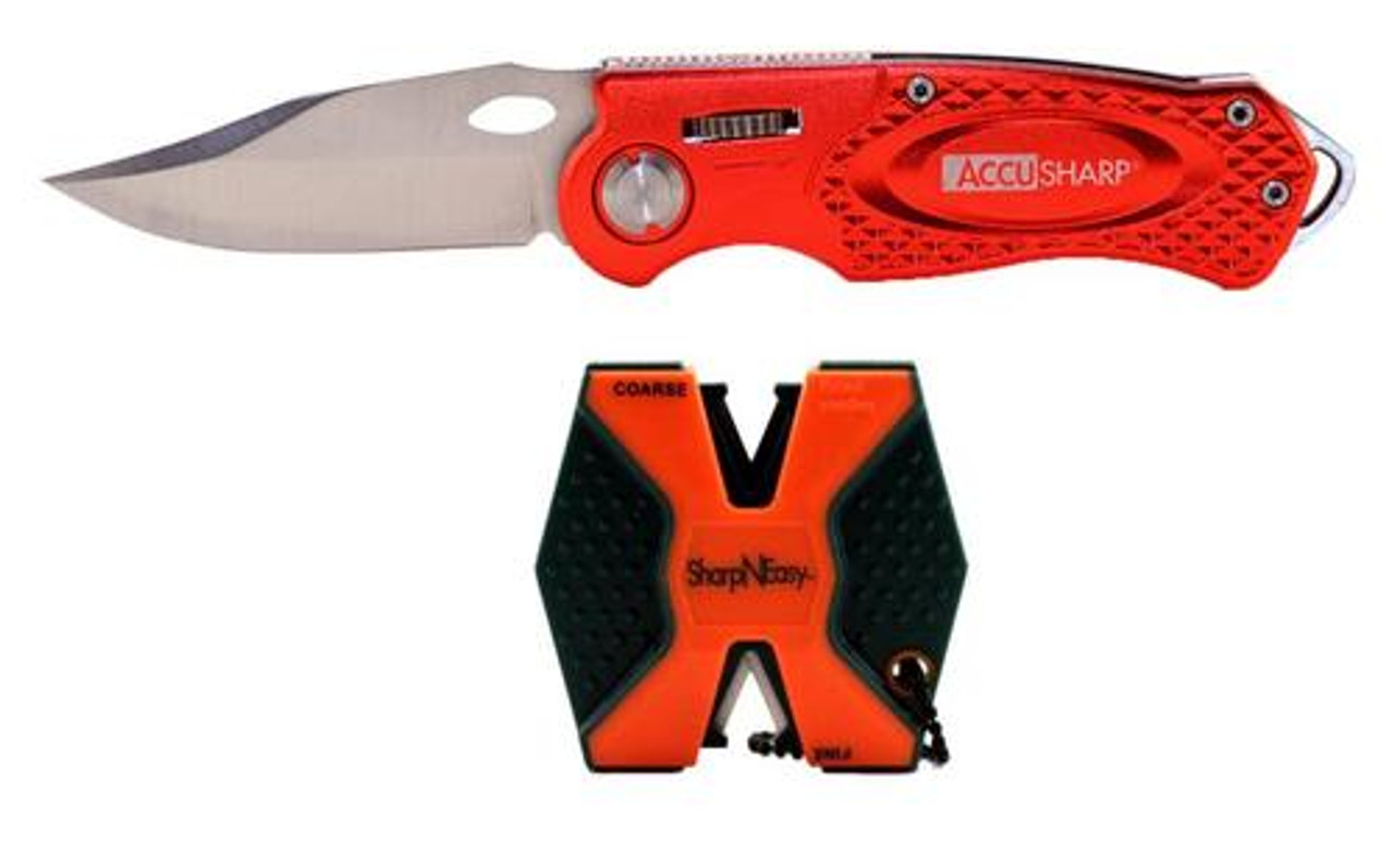 ACCUSHARP 2-STEP KNIFE SHARPENER & SPORT KNIFE COMBO PACK - SHARP