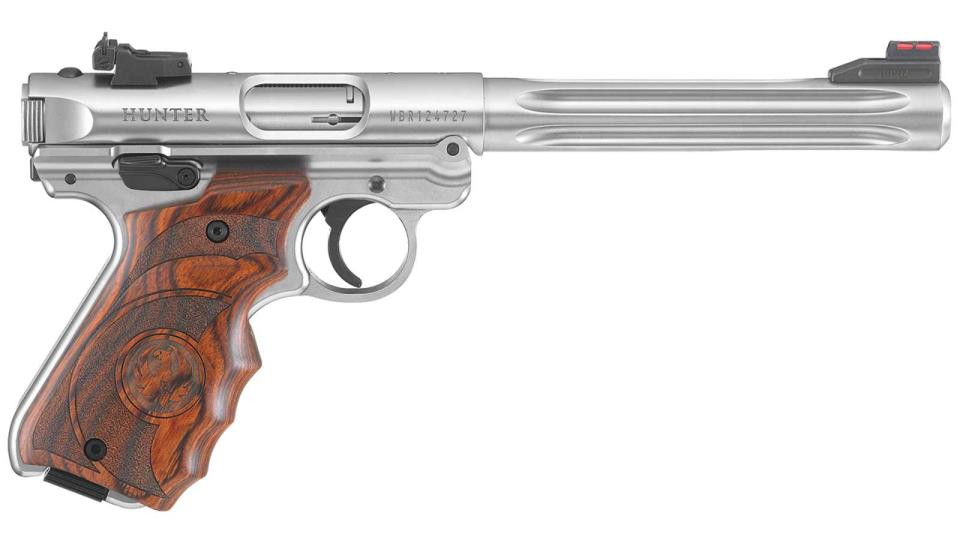 Ruger Mark Iv Hunter 22lr 6 88 Fluted Bull Barrel Ss Target Laminate Grip 10rd Mag Impact Guns
