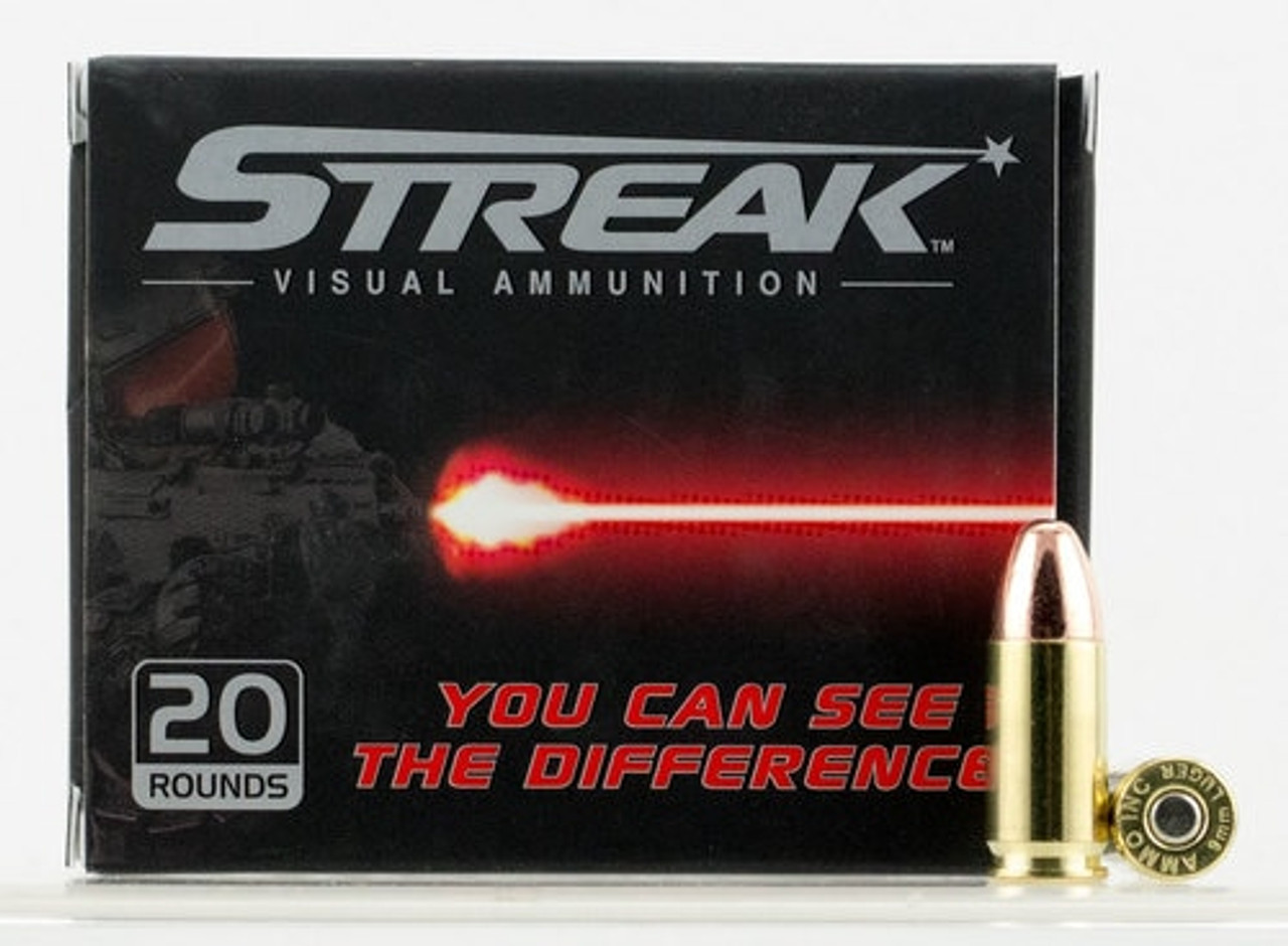 Ammo Inc. Streak 9mm Tracer Ammunition, 147 gr. Total Metal Jacket