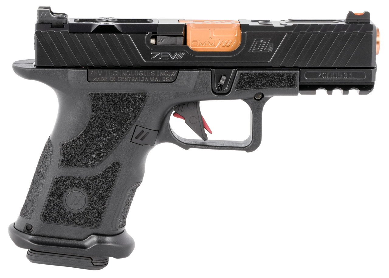 ZEV Tech O.Z-9 Compact 9mm, Black Polymer Grip, Bronze Barrel