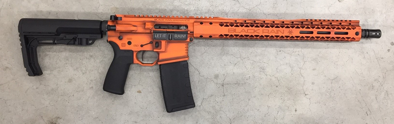 Custom Camo AR Build Cerakoted using Hunter Orange, Armor Black