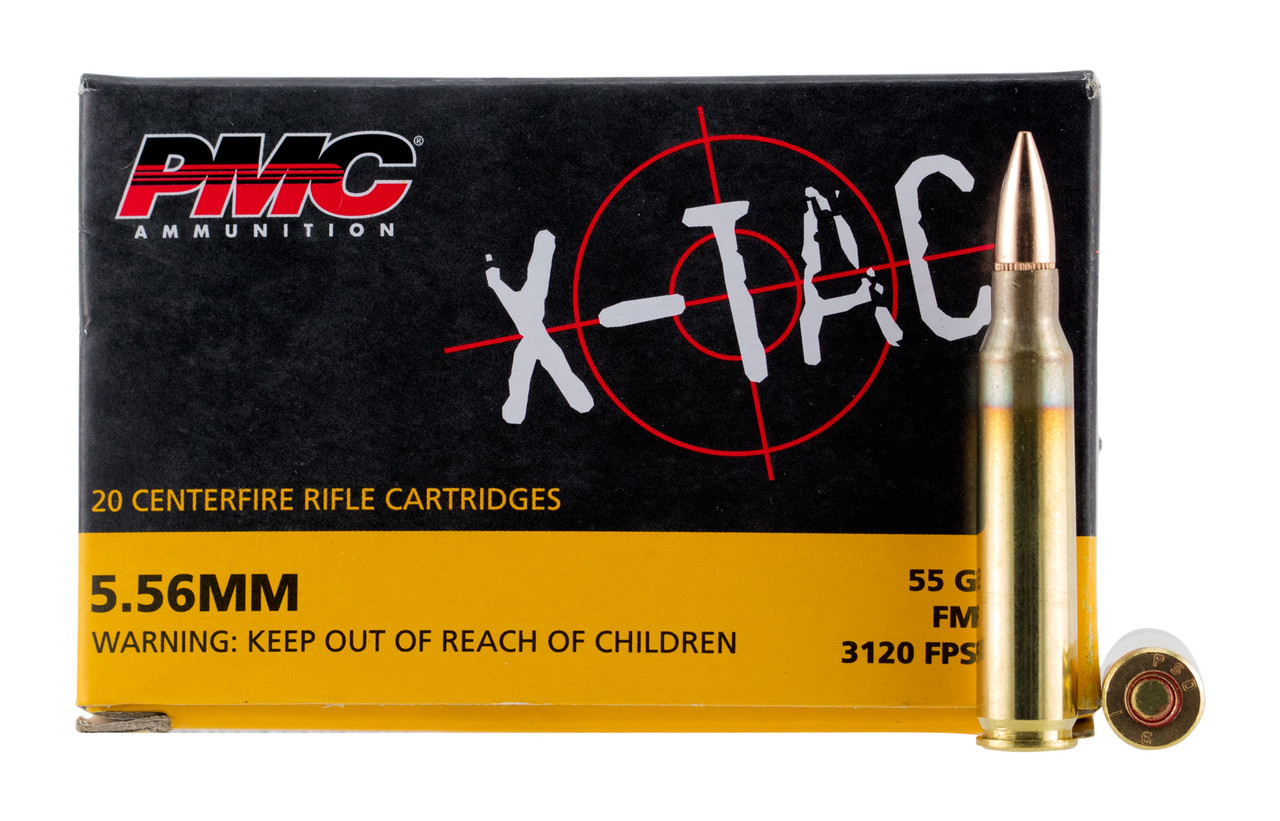 PMC X-Tac 5.56x45 NATO, 55gr, FMJBT, 20rd Box - Impact Guns