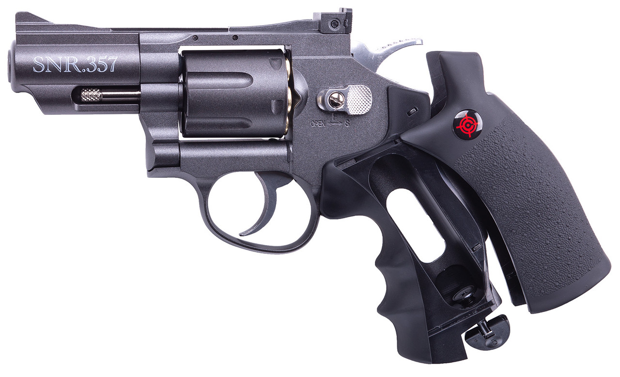 Crosman CO2 Powered Duel Snub Nose Revolver, 177 BB, 177 Pellet, 6