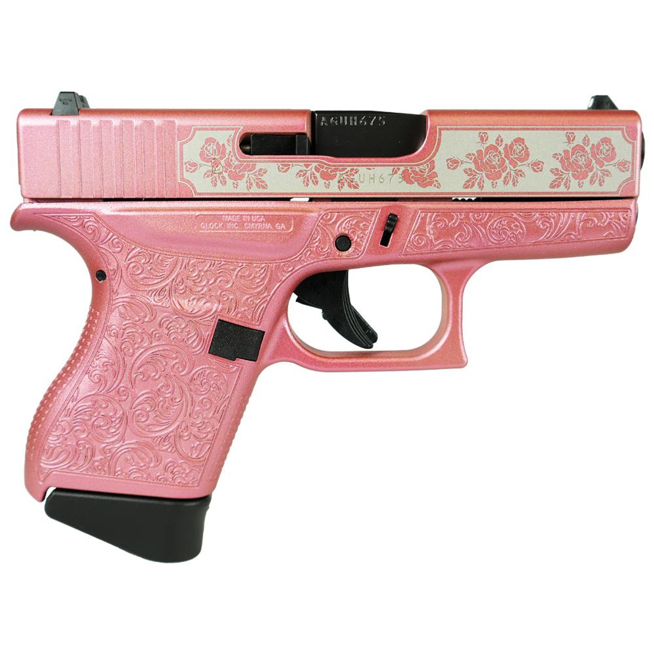 Glock 43 Custom Glock & Roses Medusa Pink 9mm, 3.41 Barrel, 6rd - Impact  Guns
