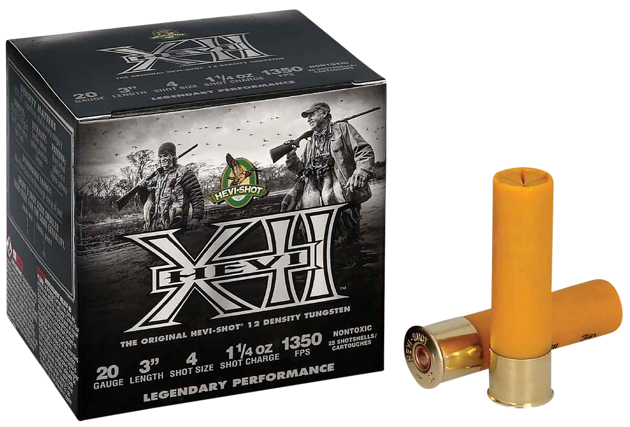 HEVIShot Waterfowl 20 Ga, 3", 1 1/4 oz, Tungsten, 4 Shot, HeviXII, 25Bx/10Cs Impact Guns