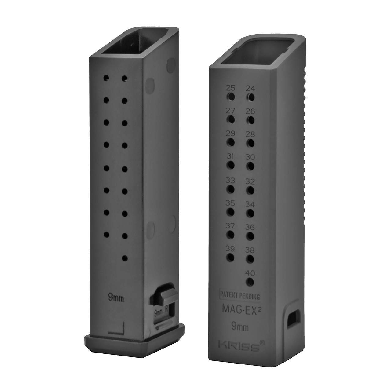 Kriss 9mm Magazine Extension, Black, Fits Kriss Vector/Glock 17, 3