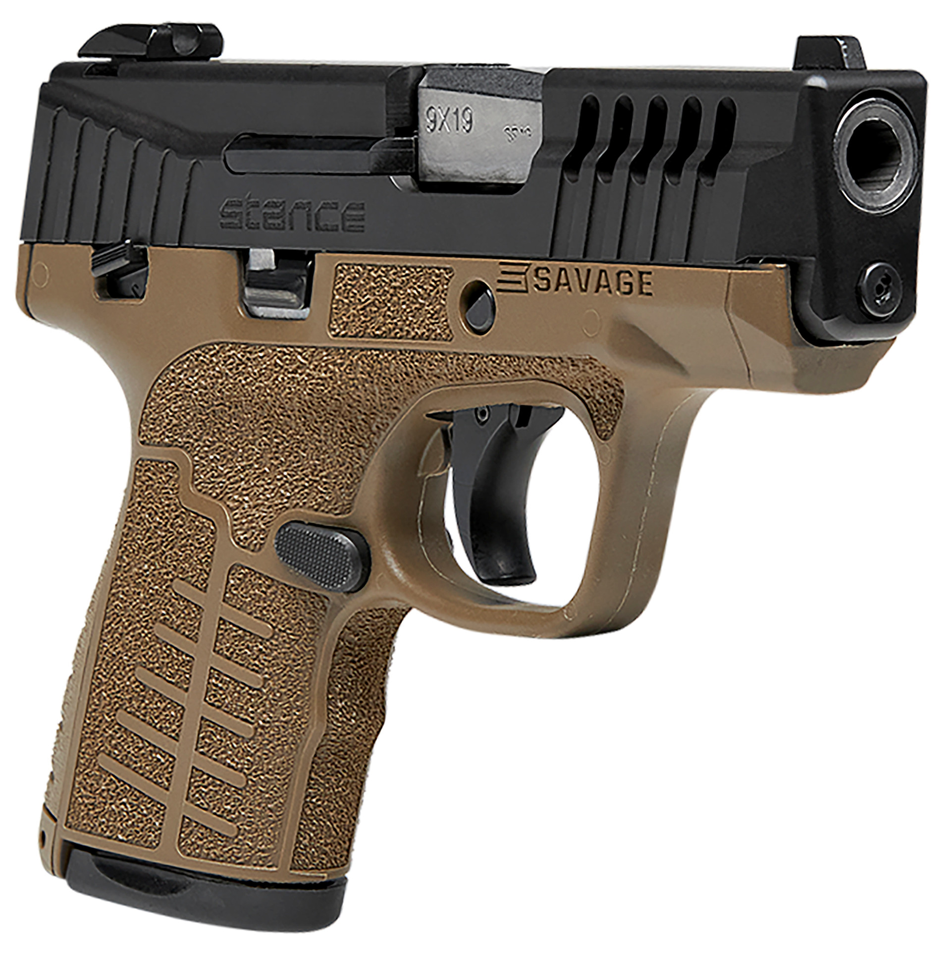 Savage Stance Mc9ms 9mm 32 Barrel Black Slide Flat Dark Earth 3 Dot Sights Manual Safety 4964