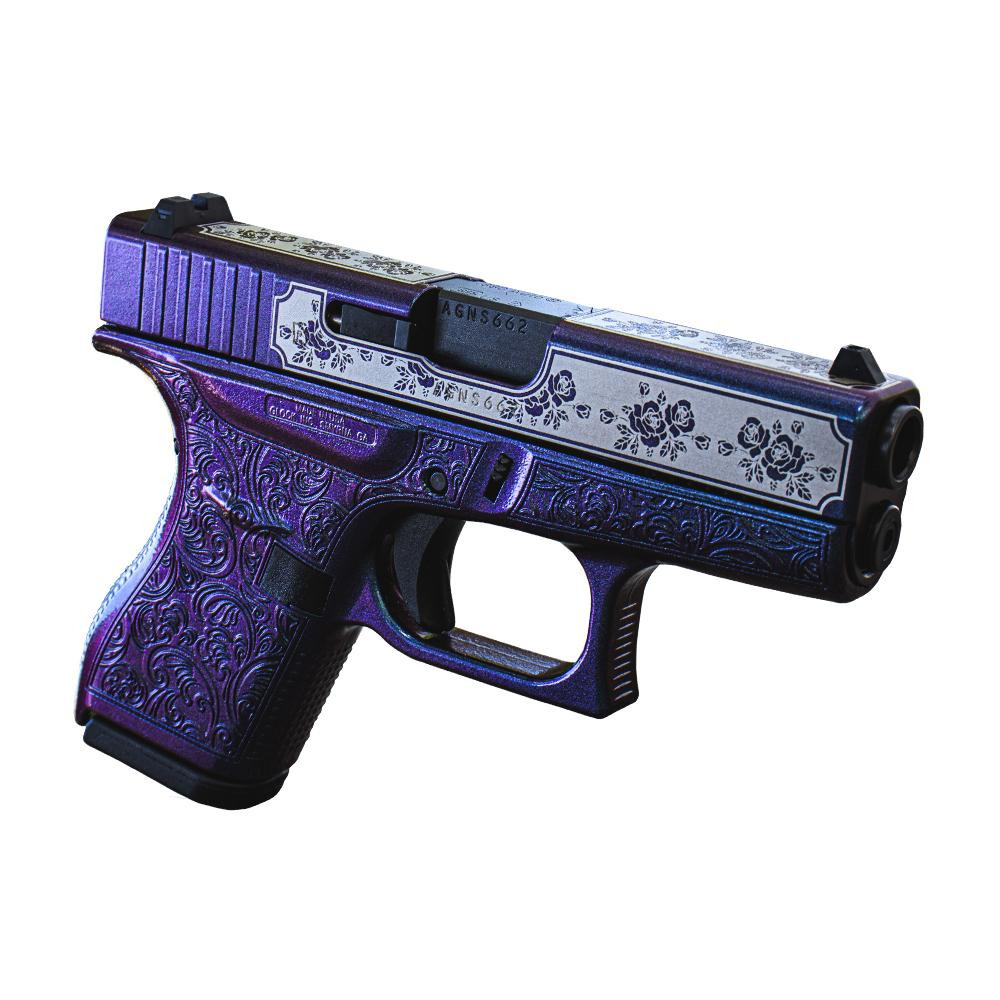 Glock 42 "Glock & Roses Mongoose Purple" 380 ACP, 3.2" Barrel, 6rd
