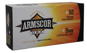 Armscor 9mm, 124 Gr, FMJ, 50rd Box