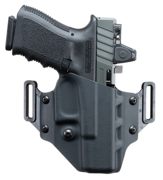 Crucial Concealment, Covert OWB, Outside Waistband Holster, Right Hand, Kydex, Black, Fits Glock 19