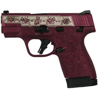 Smith & Wesson M&P Shield Plus 9mm, 3.1" Barrel, Manual Saftey, Engraved Rose, Black Cherry, 10rd/13rd Magazines