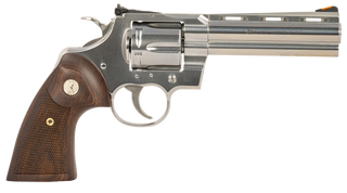 Colt Python 357 Magnum, 5" Barrel, Silver, Wood Grips, 6rd