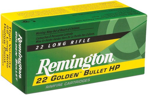 Remington Ammo Golden Bullet High Velocity 22LR 36gr, Plated Hollow Point, 225rd/Box Remington Ammo Golden Bullet High Velocity 22LR 36gr, Plated Hollow Point, 225rd/Box