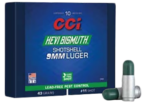 CCI Pest Control HEVI-Bismuth 9mm, 43gr, 10rd Box, Aluminum Case