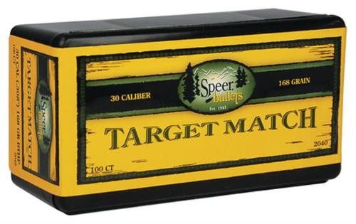 Speer Rifle Bullets Target Match .30 Caliber .308 168 Gr, Hollow Point, Boat Tail, 100/Box