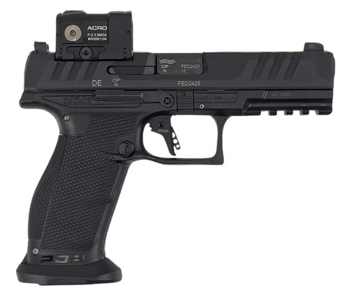 Walther PDP Optic Package 9mm 4.50" Barrel, Black Serrated Steel Slide, Aimpoint Acro Red Dot, 18 Rd