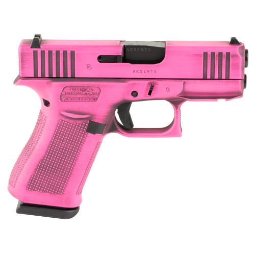 Glock 43X 9mm, 3.41" Barrel, Battle Worn Bubble Gum Pink Cerakote, Fixed Sights, 10rd