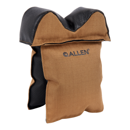Allen X-Focus Window Shooting Rest Prefilled Front Bag made of Coyote with Black Accents Polyester, weighs 1.29 lbs, 5.50" L x 7" H & Tacky Grip Bottom