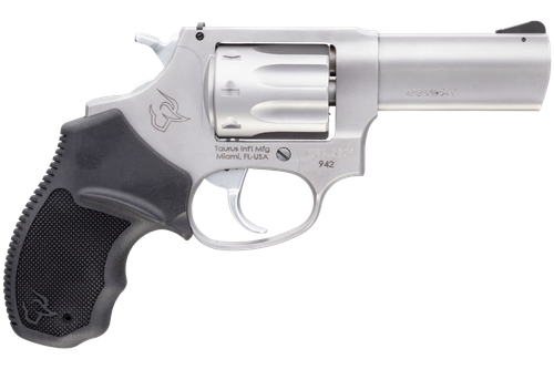 Taurus 942 22 LR, 3" Barrel, Stainless Steel, Black Polymer Grips, 8rd