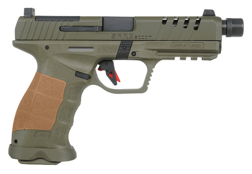 SAR SAR9 SOCOM 9mm, 5.2" Threaded Barrel, Olive Drab Green, Tan Grip, 10rd