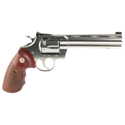 Colt Python 357 Magnum, 6" Barrel, Stainless Steel, Snake Scale Walnut Grip, 6rd
