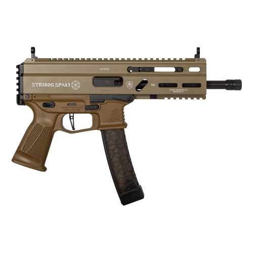 Grand Power Stribog SP9A3 9mm, 8" Threaded Barrel, Flat Dark Earth, M-Lok Rail, 30rd