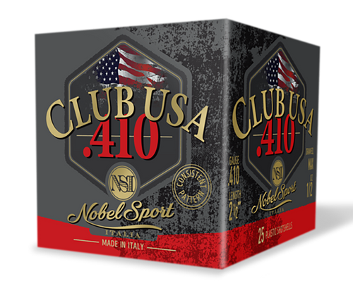 Nobel Sport Club 410 Ga, 2.5", 1/2 oz, 7.5 Shot, 25rd Box Nobel Sport Club 410 Ga, 2.5", 1/2 oz, 7.5 Shot, 25rd Box