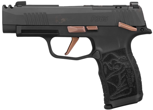 Sig Sauer P365XL Rose 9mm, 3.1" Barrel, Black, Rose Laser Engraved Grip Module, CA Compliant, 10rd