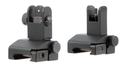 TacFire Pop Up Iron Sights, Front and Rear Set Black, Spring Loaded Flip-Up, For AR-Platform