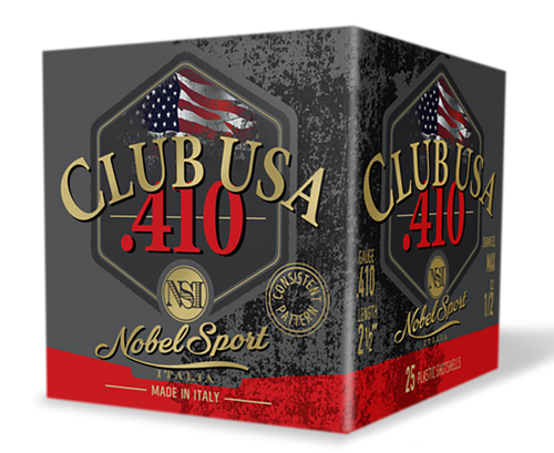 Nobel Club 410 Ga, 2.50" 1/2oz 8 Shot, 25rd Box Nobel Club 410 Ga, 2.50" 1/2oz 8 Shot, 25rd Box