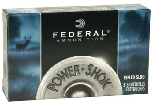 Federal Power-Shok 12 Ga, 3", 1600 FPS, 1.25oz, Hollow Point Rifled Slugs, 5rd Box