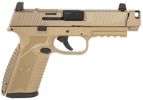 FN 510 MRD Comp 10mm 15+1 4.43" Comp Barrel, FDE PVD Optic Ready/Serrated Slide w/Picatinny Rail, Interchangeable Backstrap Grip