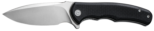 Civivi Knives Praxis Mini 2.98" Folding Drop Point Plain Satin D2 Steel Blade, Black Textured G10 Handle