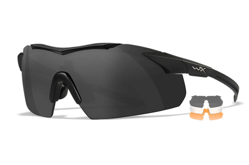 Wiley X Vapor Comm Temples Glasses, Smoke Gray, Clear and Light Rust Lenses, Matte Black Frame