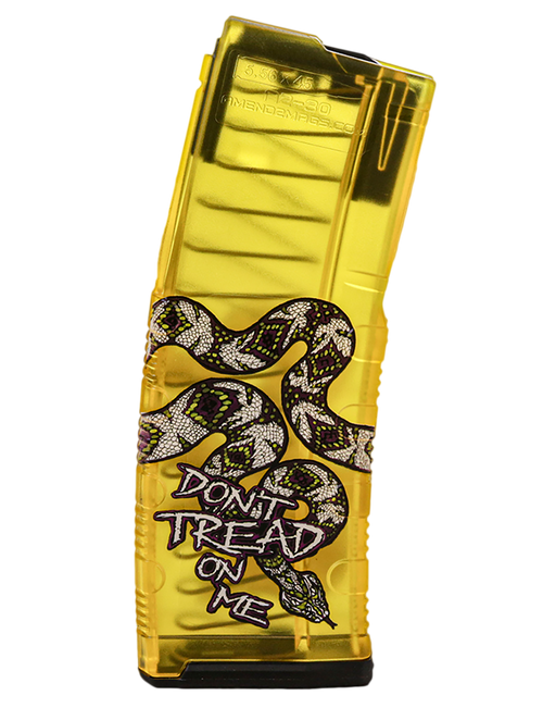 Amend2 Magazine, 223 Rem/5.56mm, 30rd, Fits AR s, Polymer, Translucent Yellow Gadsden Flag Snake