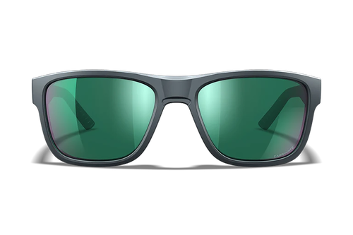 Wiley X Ovation Captivate Polarized Safety Sunglasses, Green Mirror Lens, Matte Graphite Grey Frame