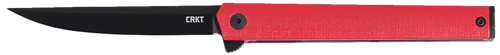 CRKT CEO Flipper Folding Knife, 3.35" Black EDP AUS-8 Blade, Red GRN Handle