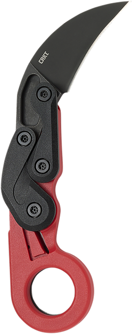 CRKT Provoke Knife, 2.47" Black Stonewashed 1.4116 Hawkbill Blade, Red Grivory Handle