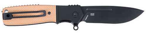 CRKT Homefront Compact Folding Knife, 2.91" DLC Coated S35VN Blade, Black/Tan G10 Handle